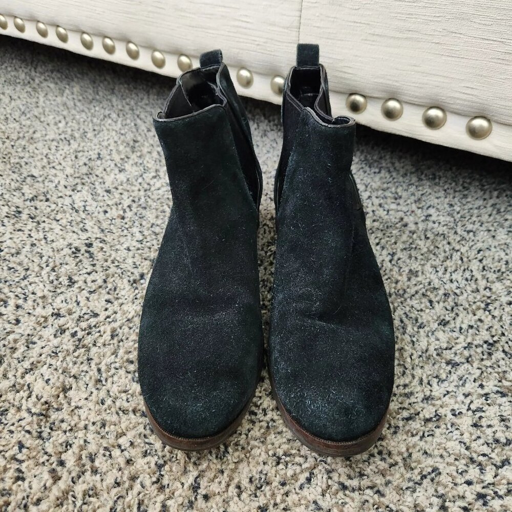 Cole Haan Suede Black Booties Women's Size 10B Stretch Sides Western Leather